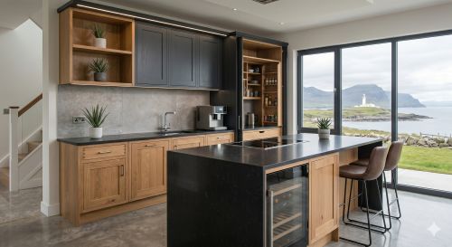 vegetative-roof custom kitchen joinery